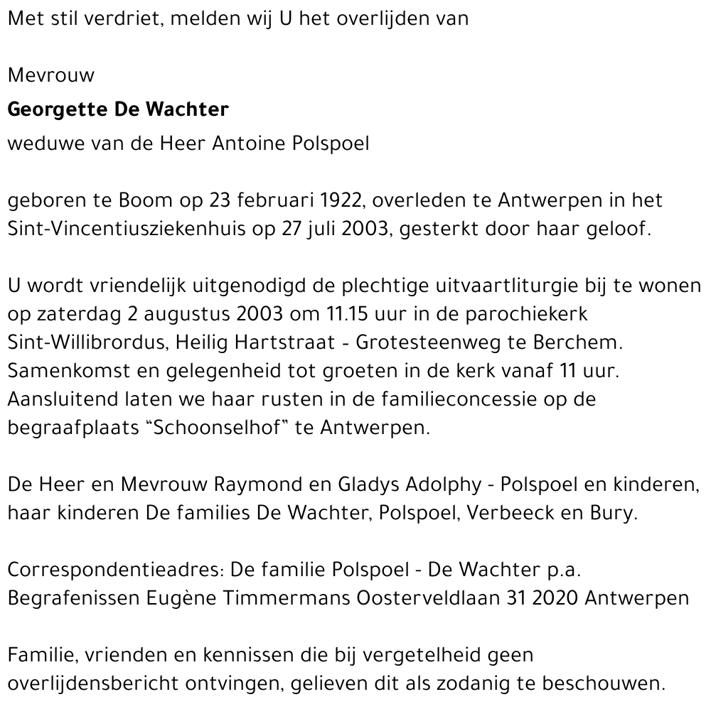 Georgette De Wachter