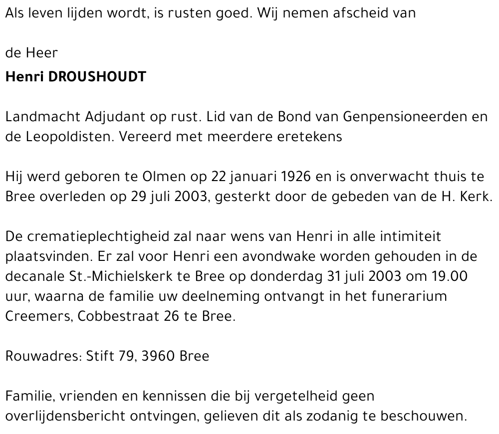 Henri DROUSHOUDT