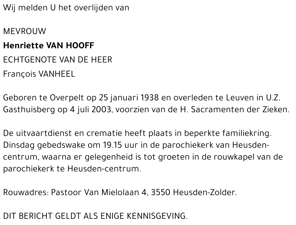 Henriette Van Hooff