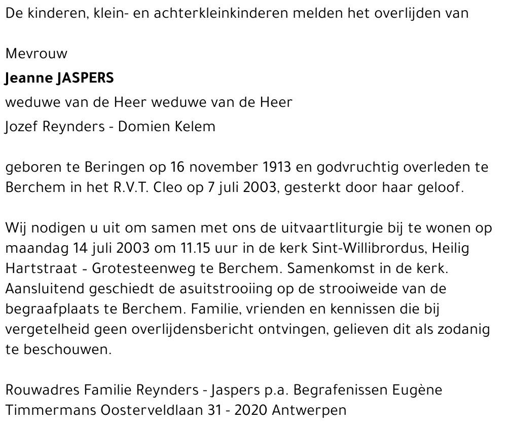 Jeanne JASPERS