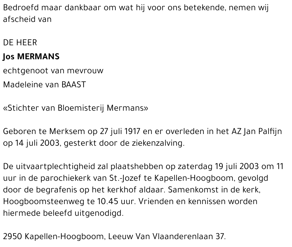 JOS MERMANS