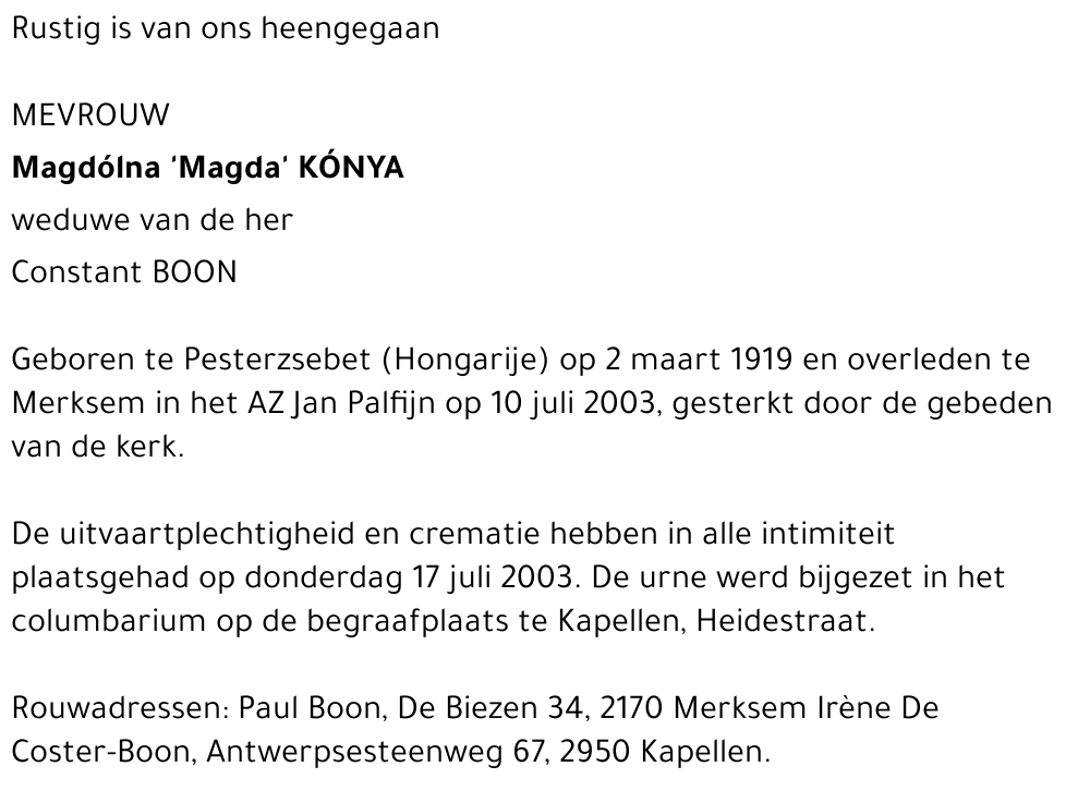 MAGDÓLNA 'MAGDA' KÓNYA