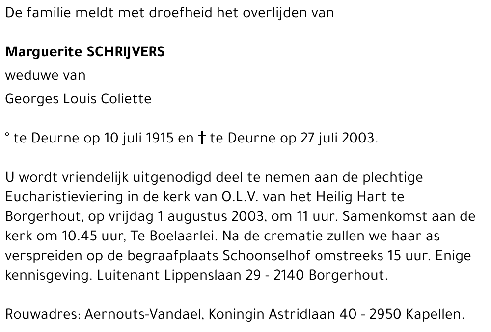 MARGUERITE SCHRIJVERS