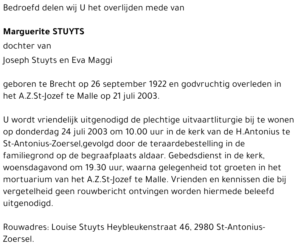 Marguetite STUYTS