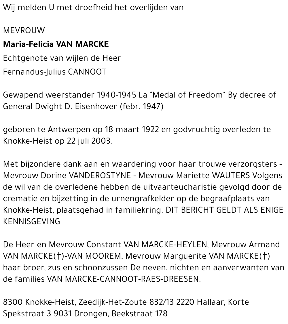Maria-Felicia Van Marcke