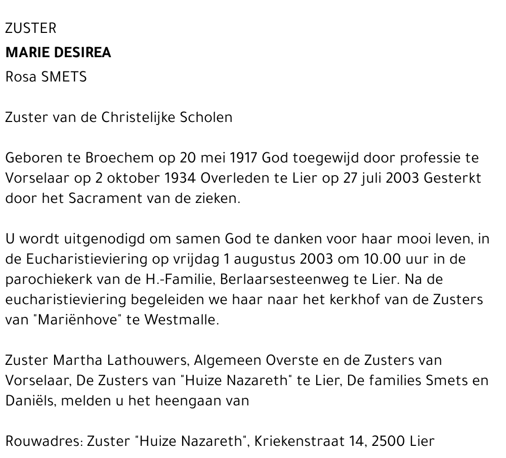 MARIE DESIREA ( ROSA SMETS)