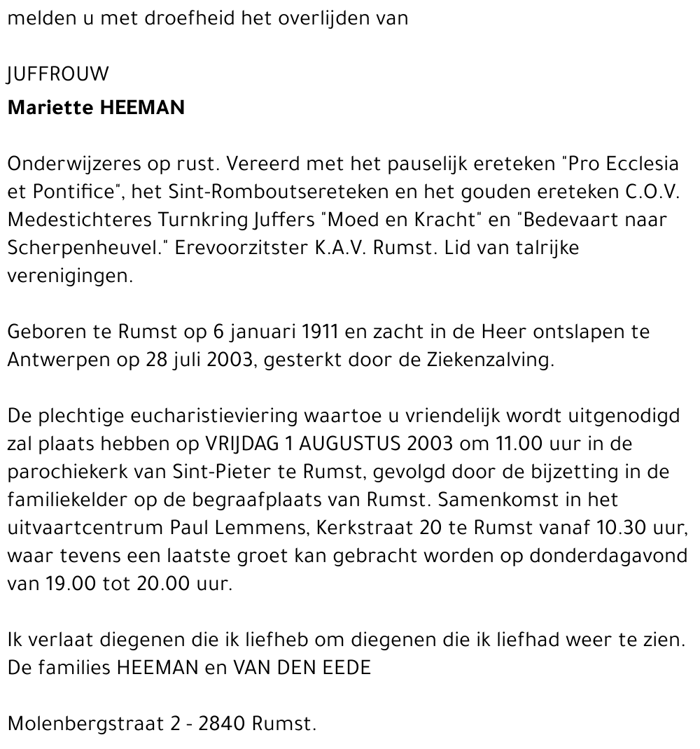 MARIETTE HEEMAN