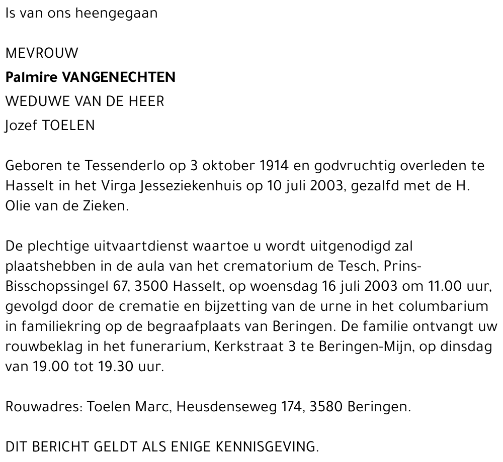 Palmire Vangenechten