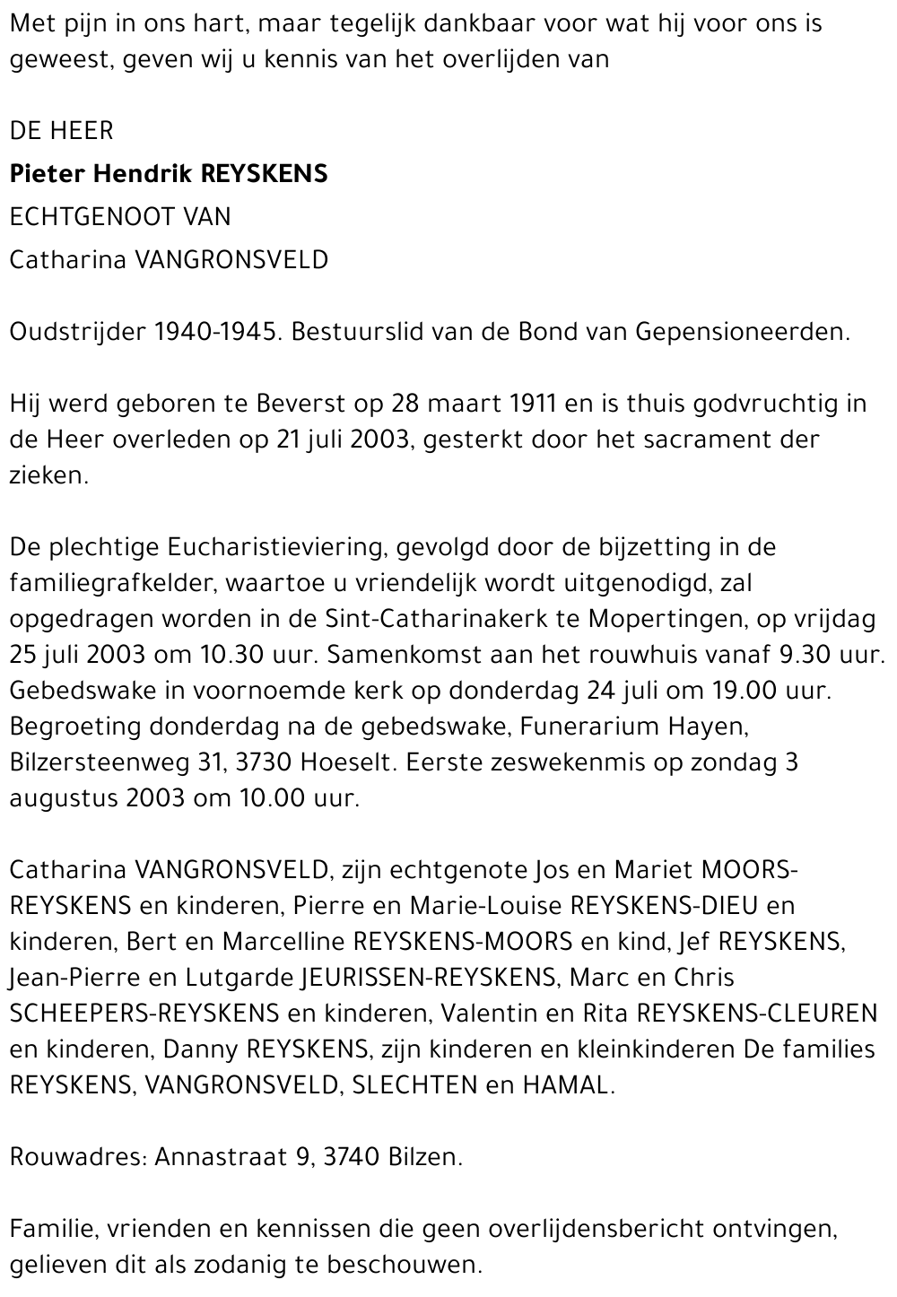 Pieter Hendrik Reyskens