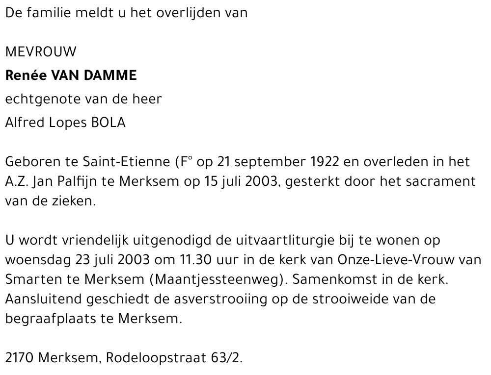 RENEE VAN DAEMME