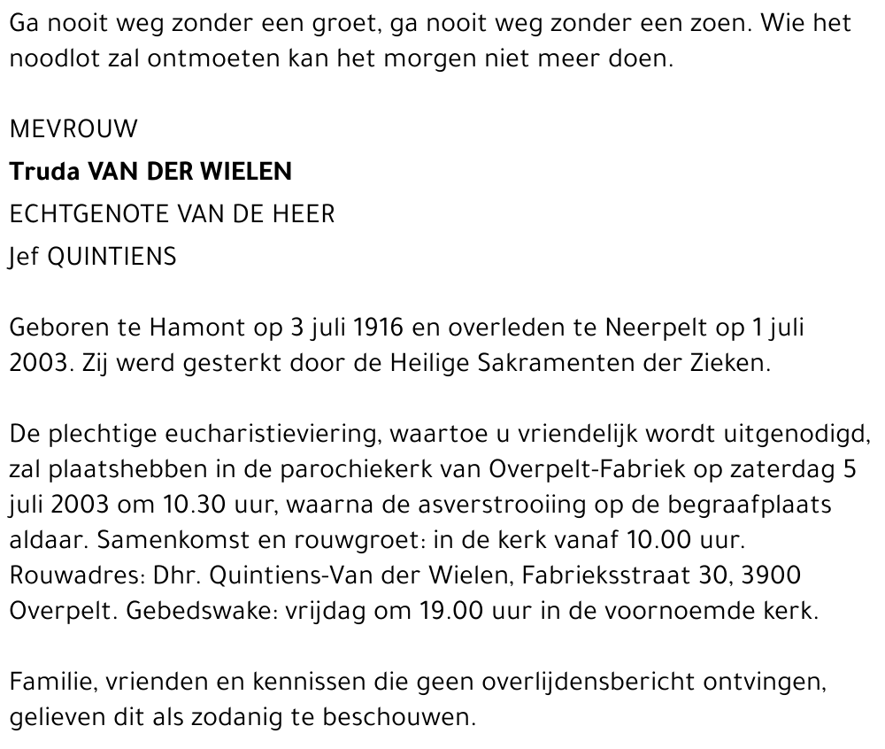 Truda Van der Wielen