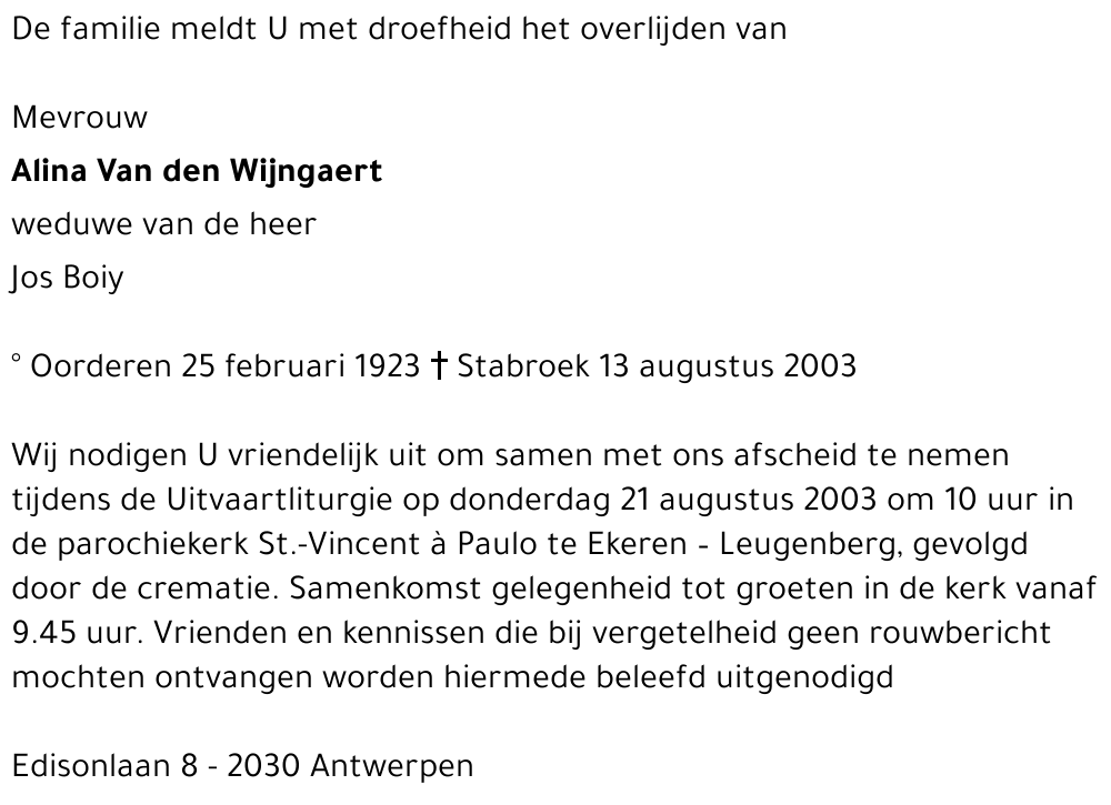 Alina Van den Wijngaert