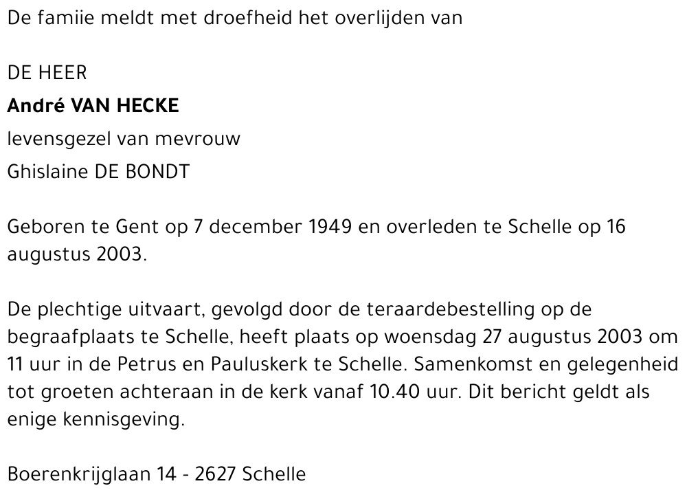 ANDRÉ VAN HECKE