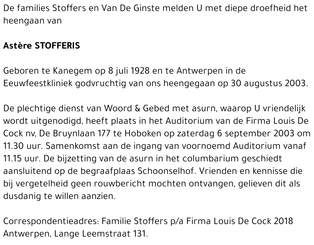 ASTÈRE STOFFERIS