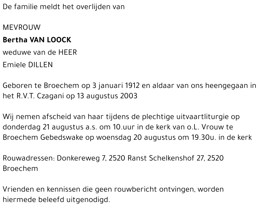 Bertha VAN LOOCK