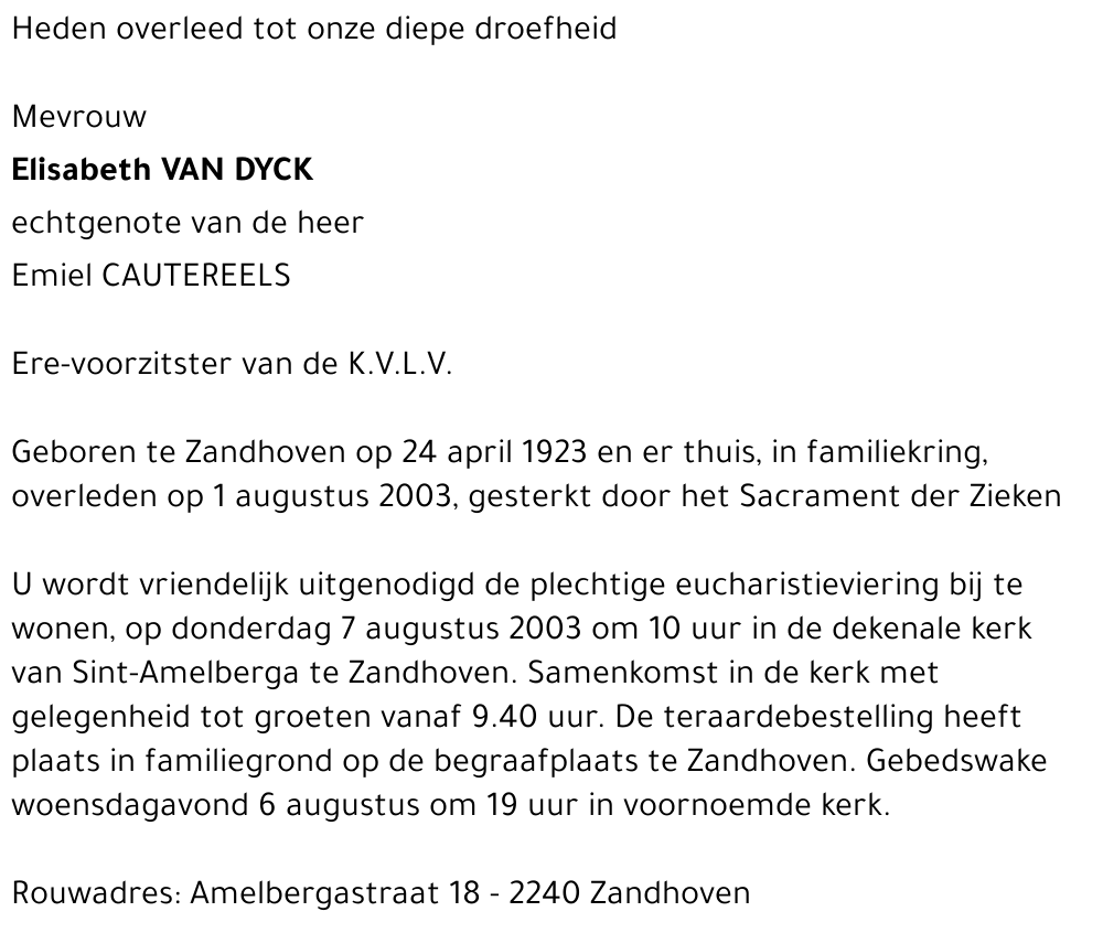 ELISABETH VAN DYCK