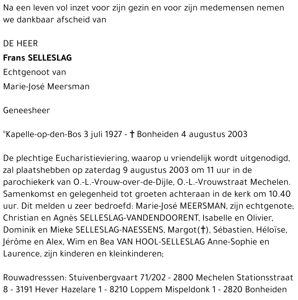 FRANS SELLESLAG