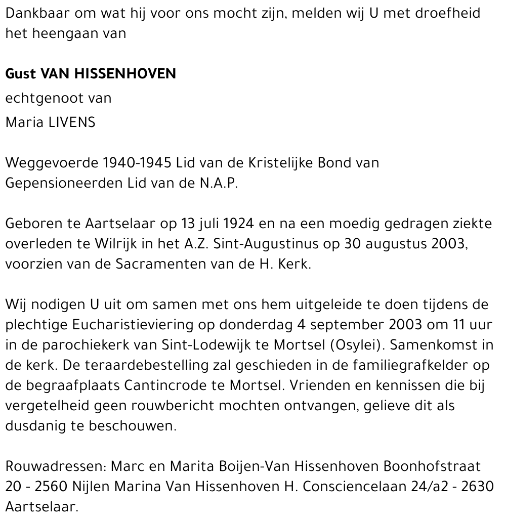 Gust Van Hissenhoven