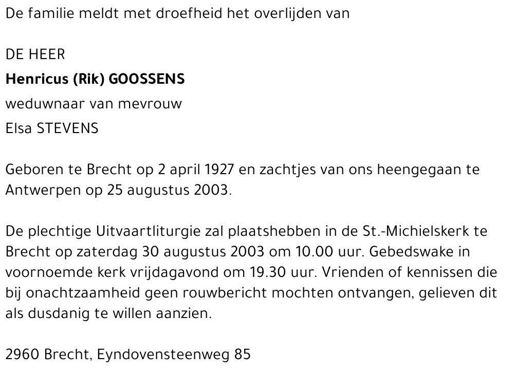 HENRICUS (RIK) GOOSSENS
