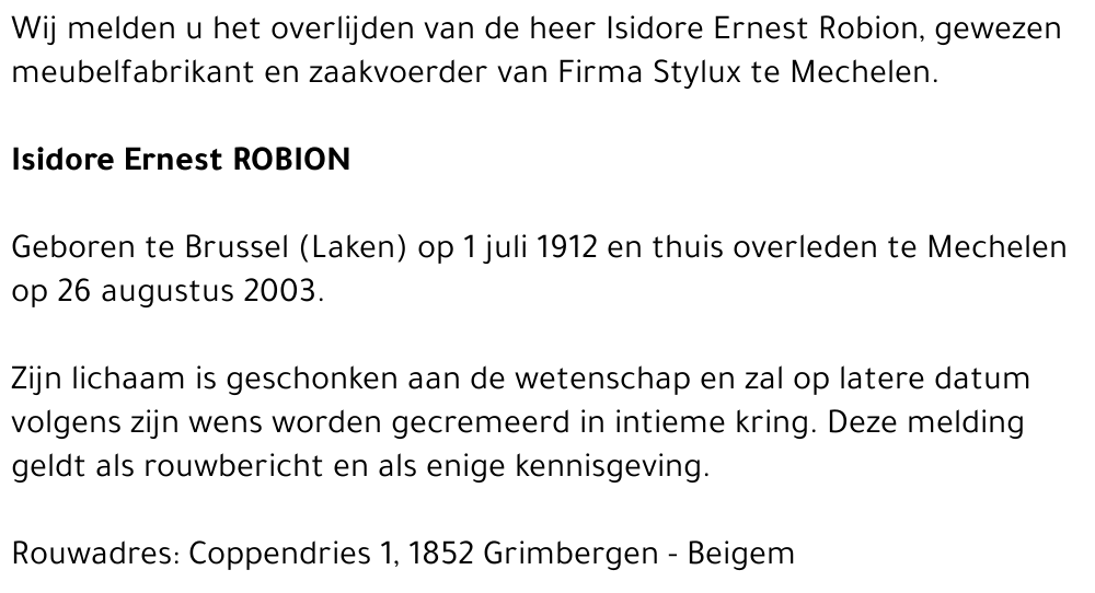 ISIDORE ERNEST ROBION