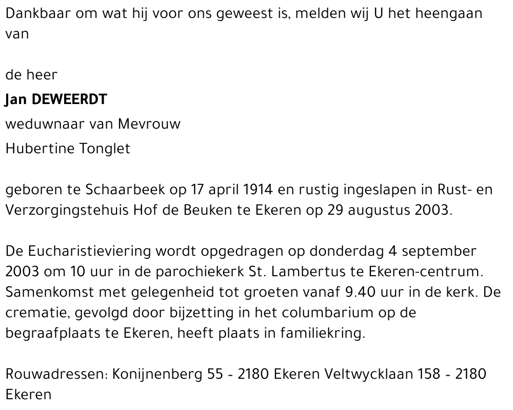 Jan DEWEERDT