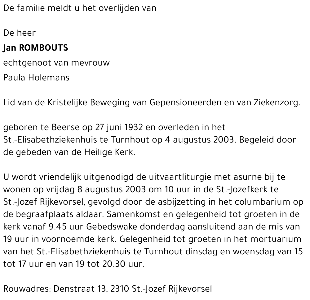 JAN ROMBOUTS