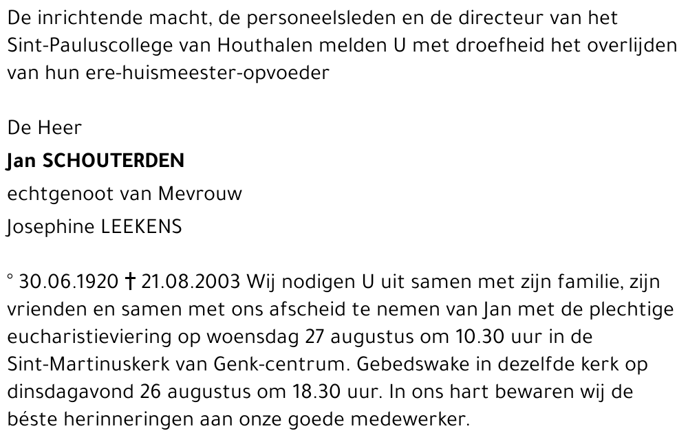 Jan SCHOUTERDEN