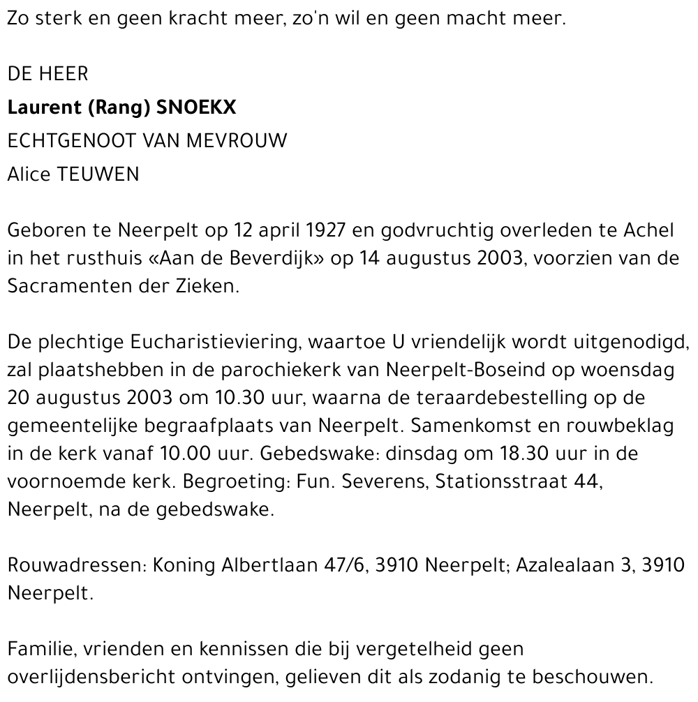 Laurent (Rang) Snoekx