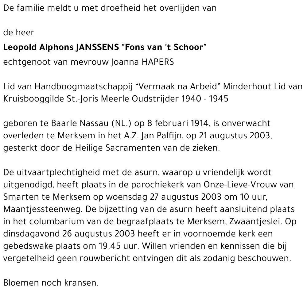Leopold Alphons JANSSENS