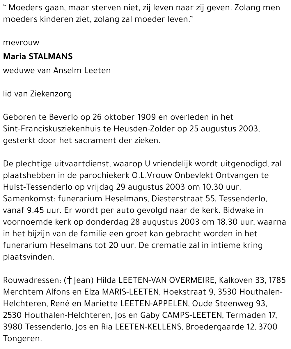Maria Stalmans