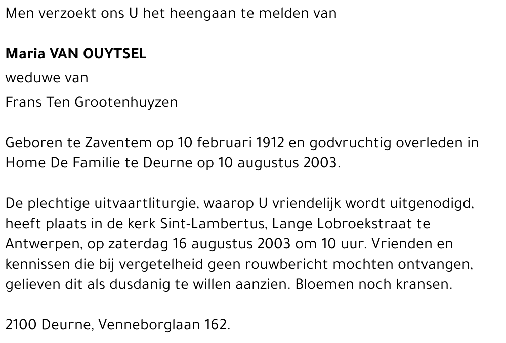 MARIA VAN OUYTSEL
