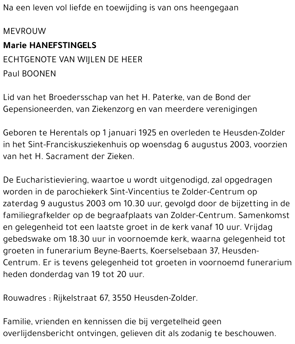 Marie Hanefstingels