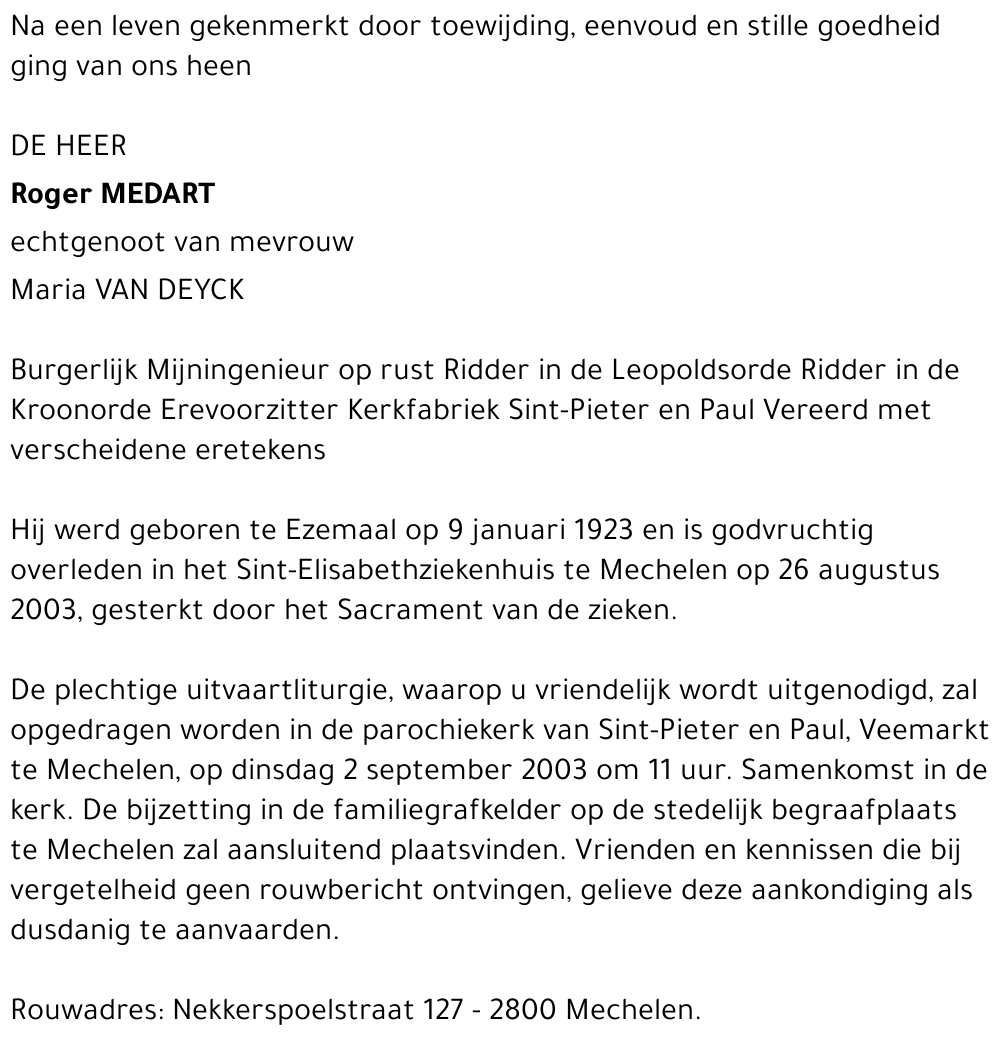 ROGER MEDART