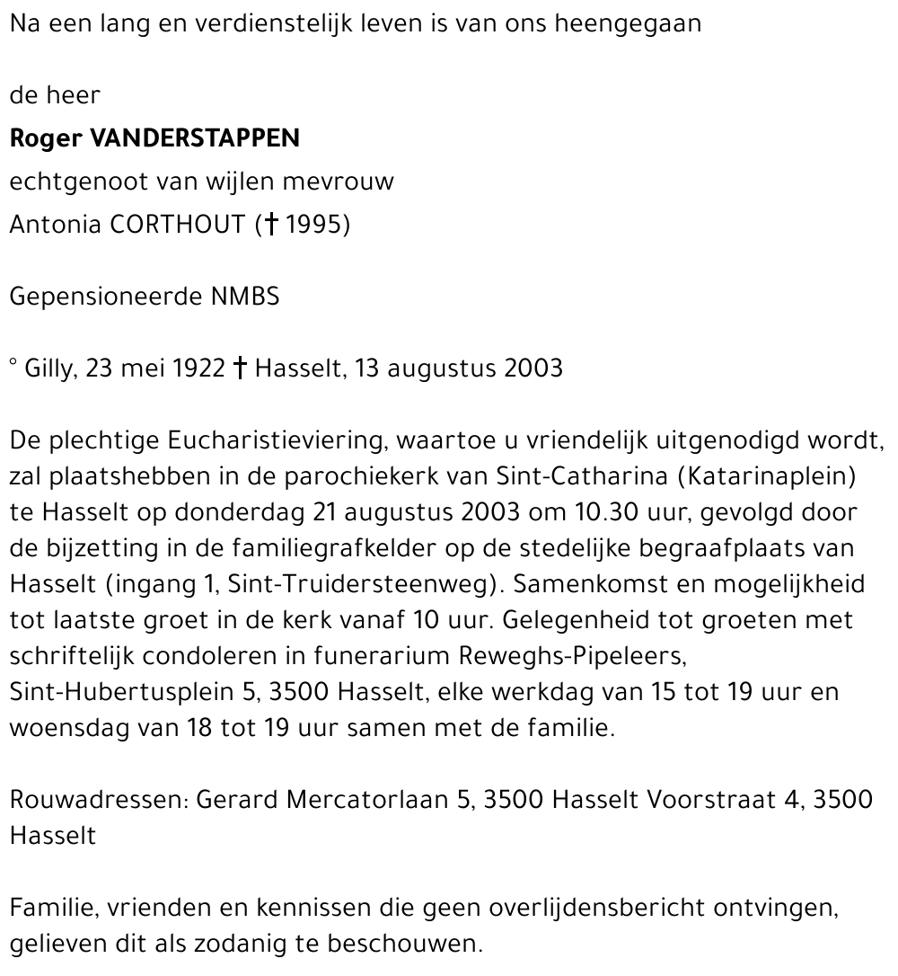 Roger VANDERSTAPPEN