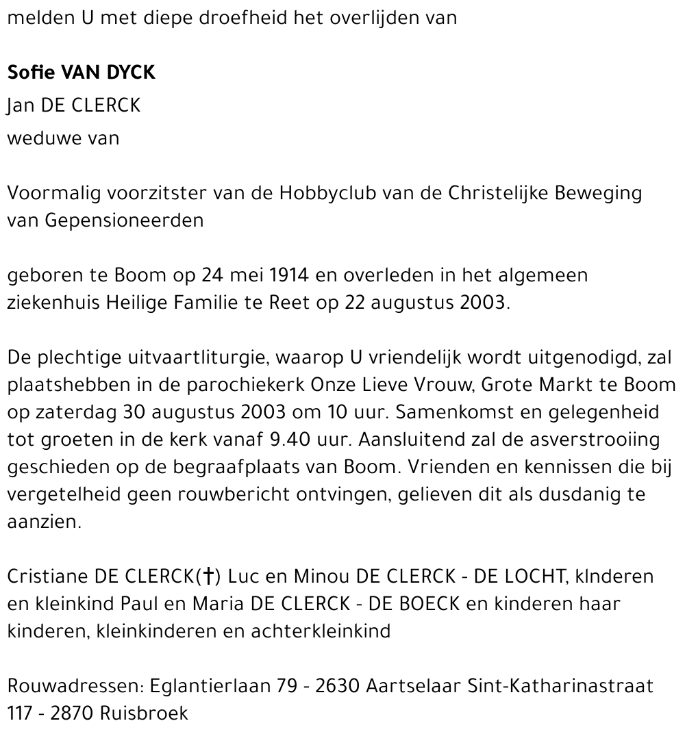 Sofie VAN DYCK