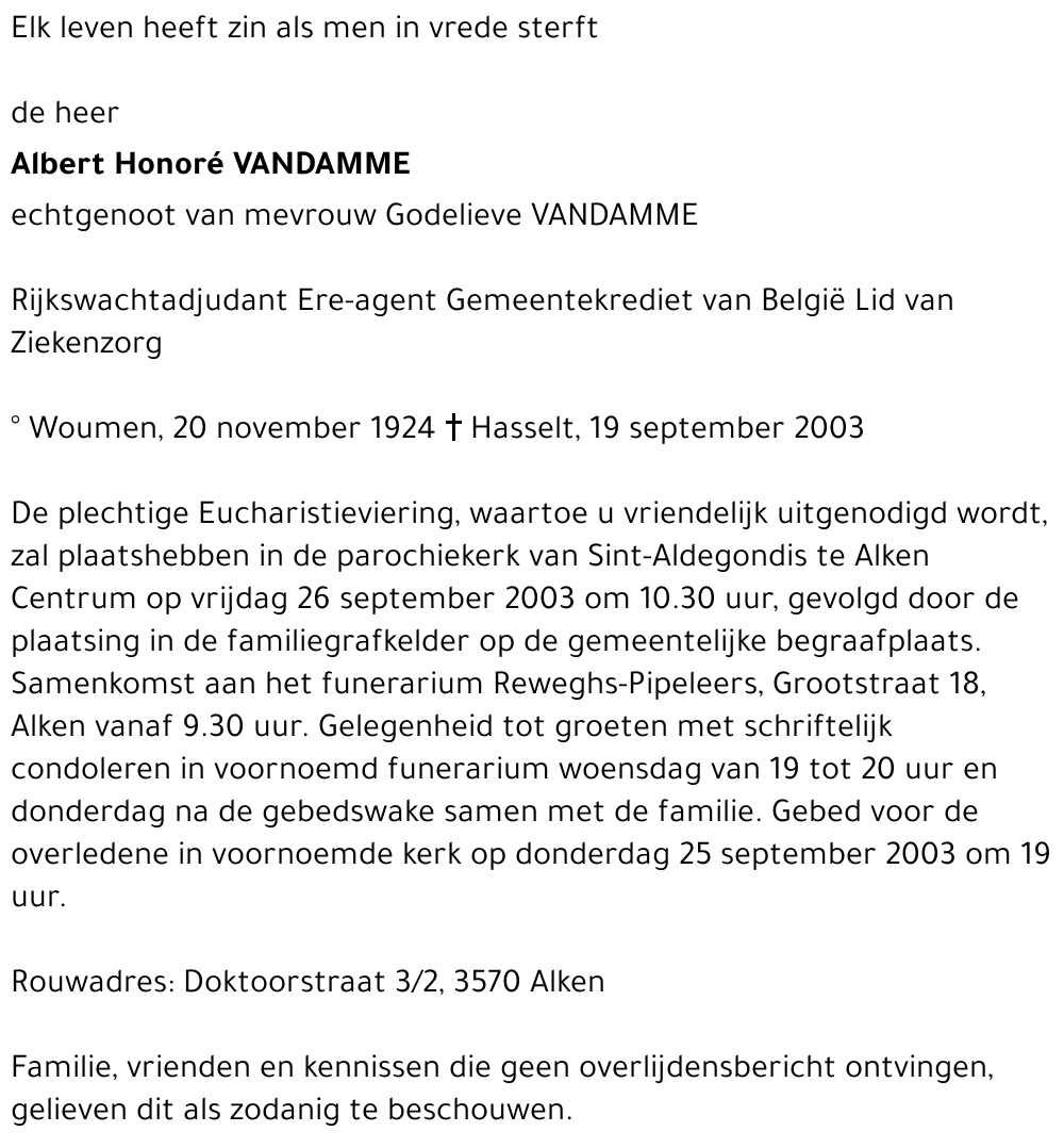 Albert Honoré VANDAMME