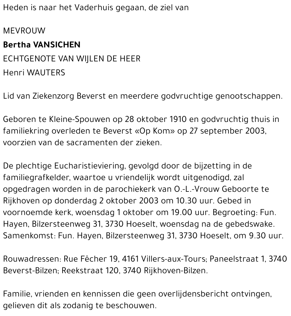 Bertha Vansichen