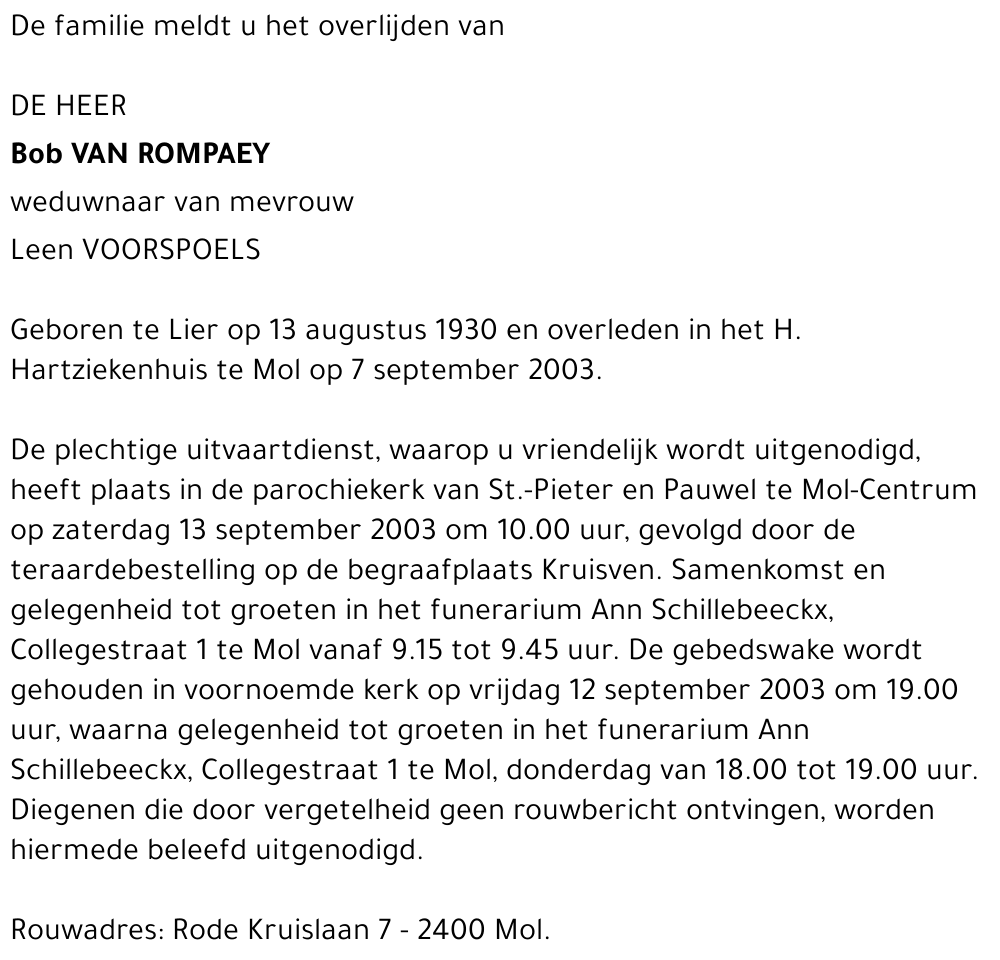 BOB VAN ROMPAEY