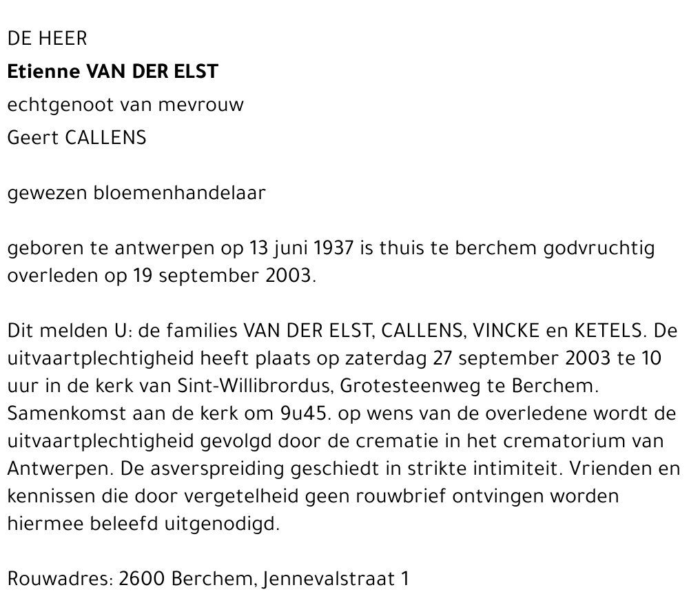 Etienne VAN DER ELST