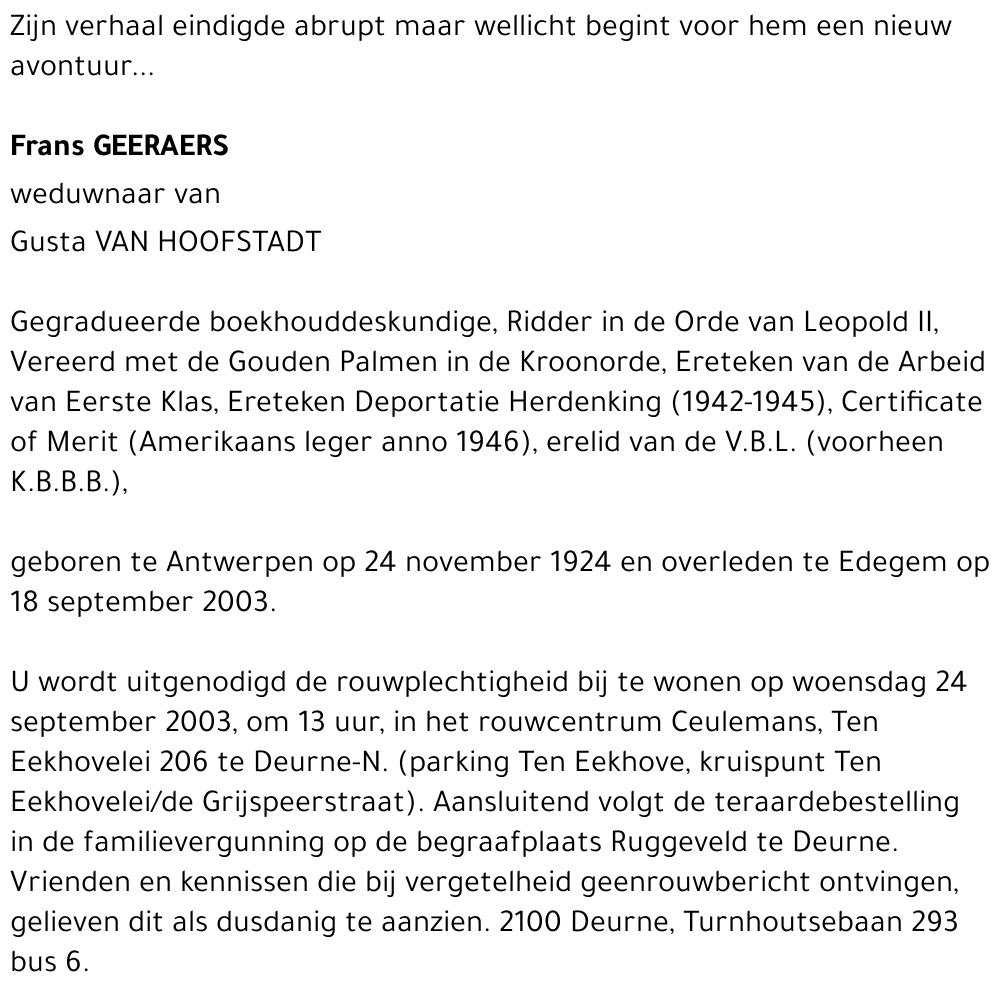 FRANS GEERAERS