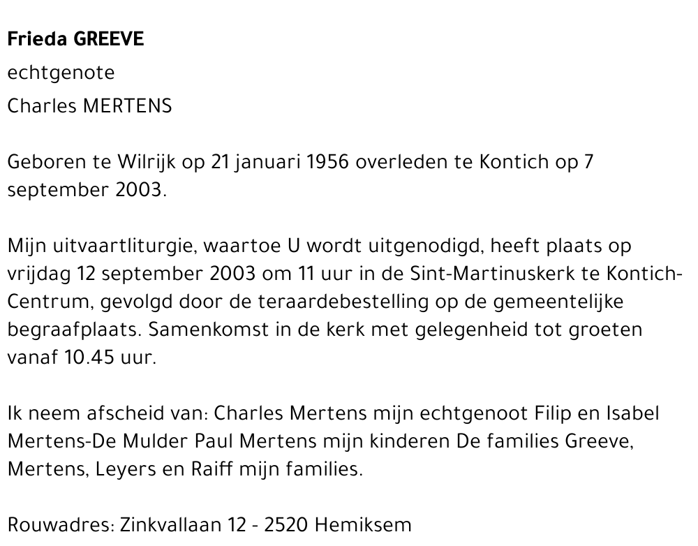 FRIEDA GREEVE