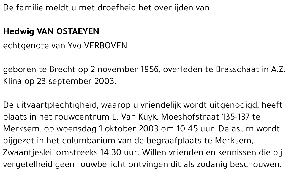 Hedwig VAN OSTAEYEN