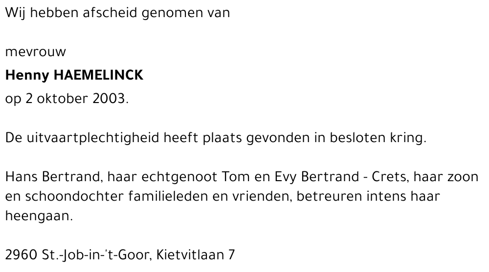 Henny HAEMELINCK