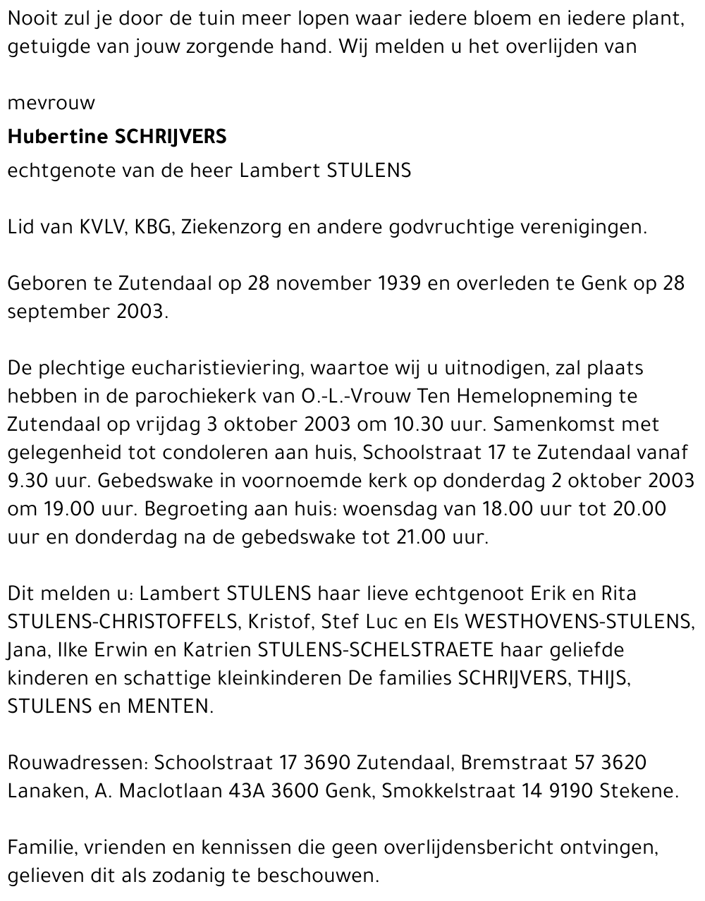 Hubertine Schrijvers