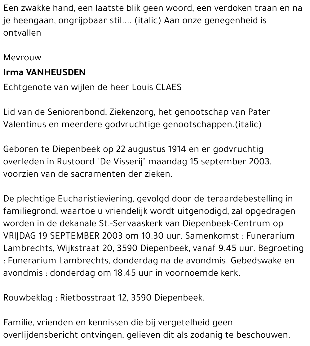 Irma Vanheusden