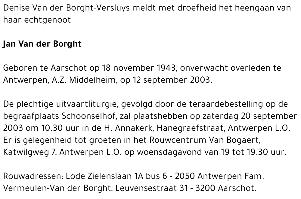 Jan Van der Borght