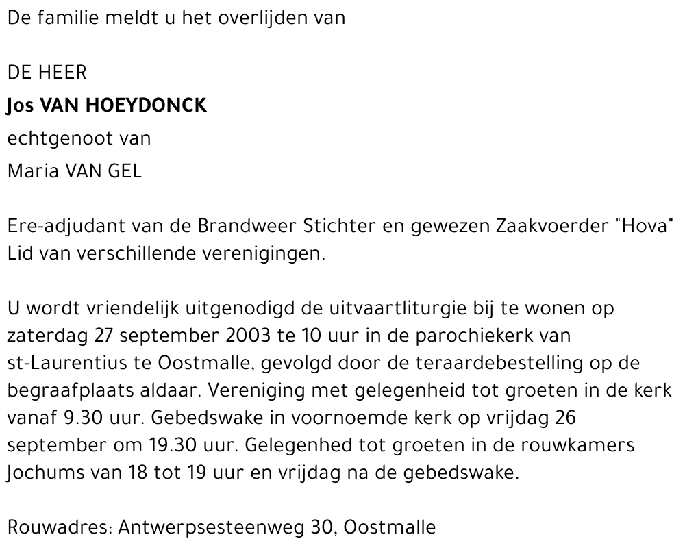 Jos Van Hoeydonck