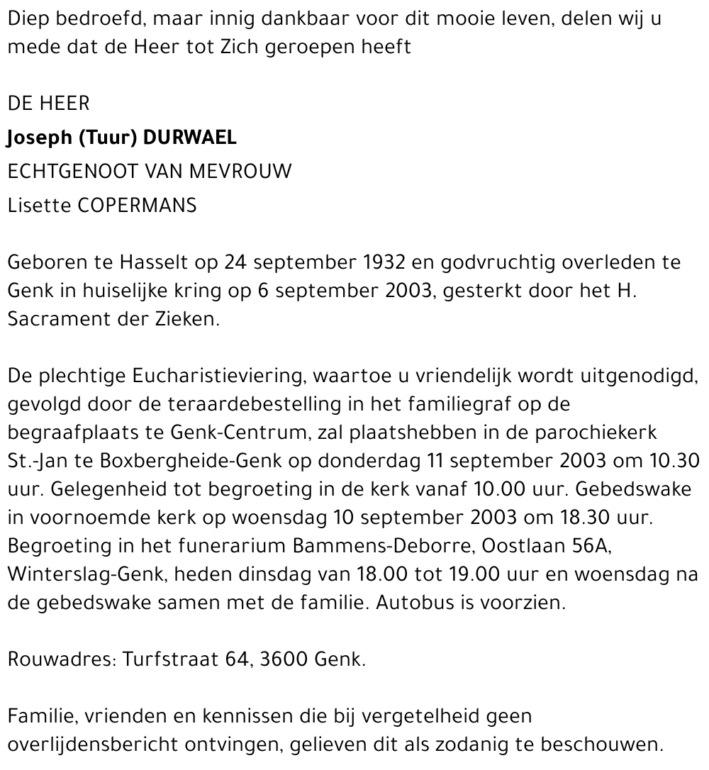 Joseph (Tuur) Durwael