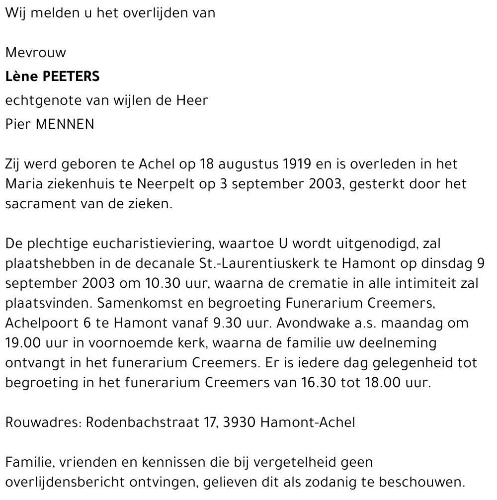 Lène PEETERS
