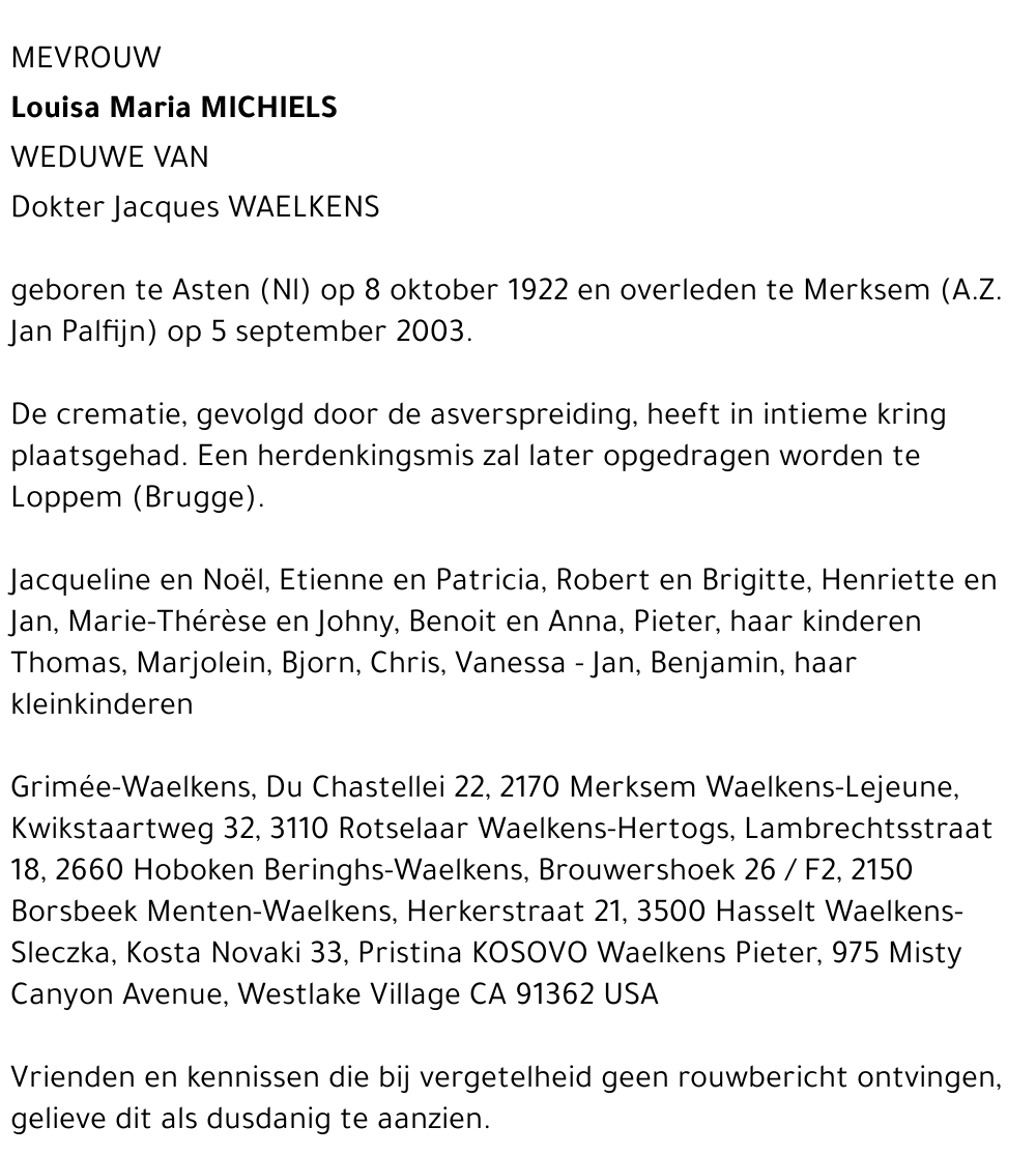 Louisa Maria Michiels